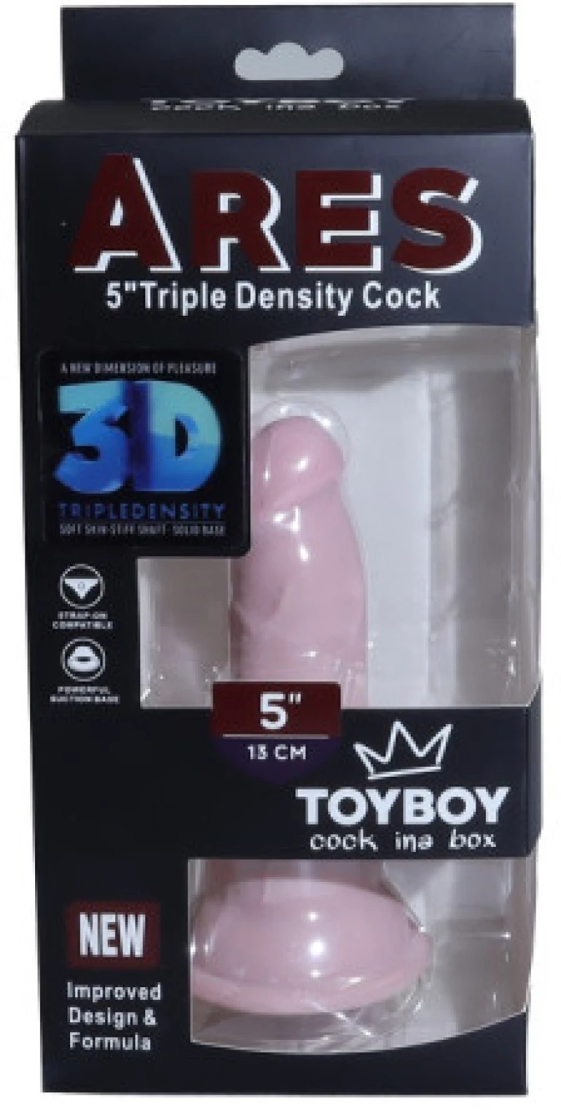 TOYBOY ΑΡΗΣ ντιλντο με βεντούζα κ όρχεις TPE dual Layer 15.5 εκ