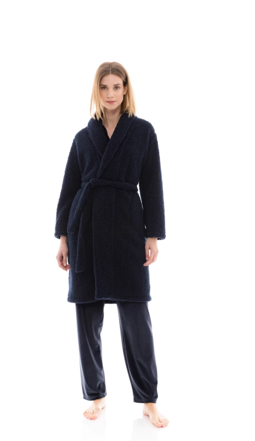 Γυναικεία Ρόμπα Pink Label - Blue - Fleece Fluffy