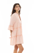 Γυναικείο Beachwear Pink Label - Κοντό καφτάνι - Orange - Βαμβακερό