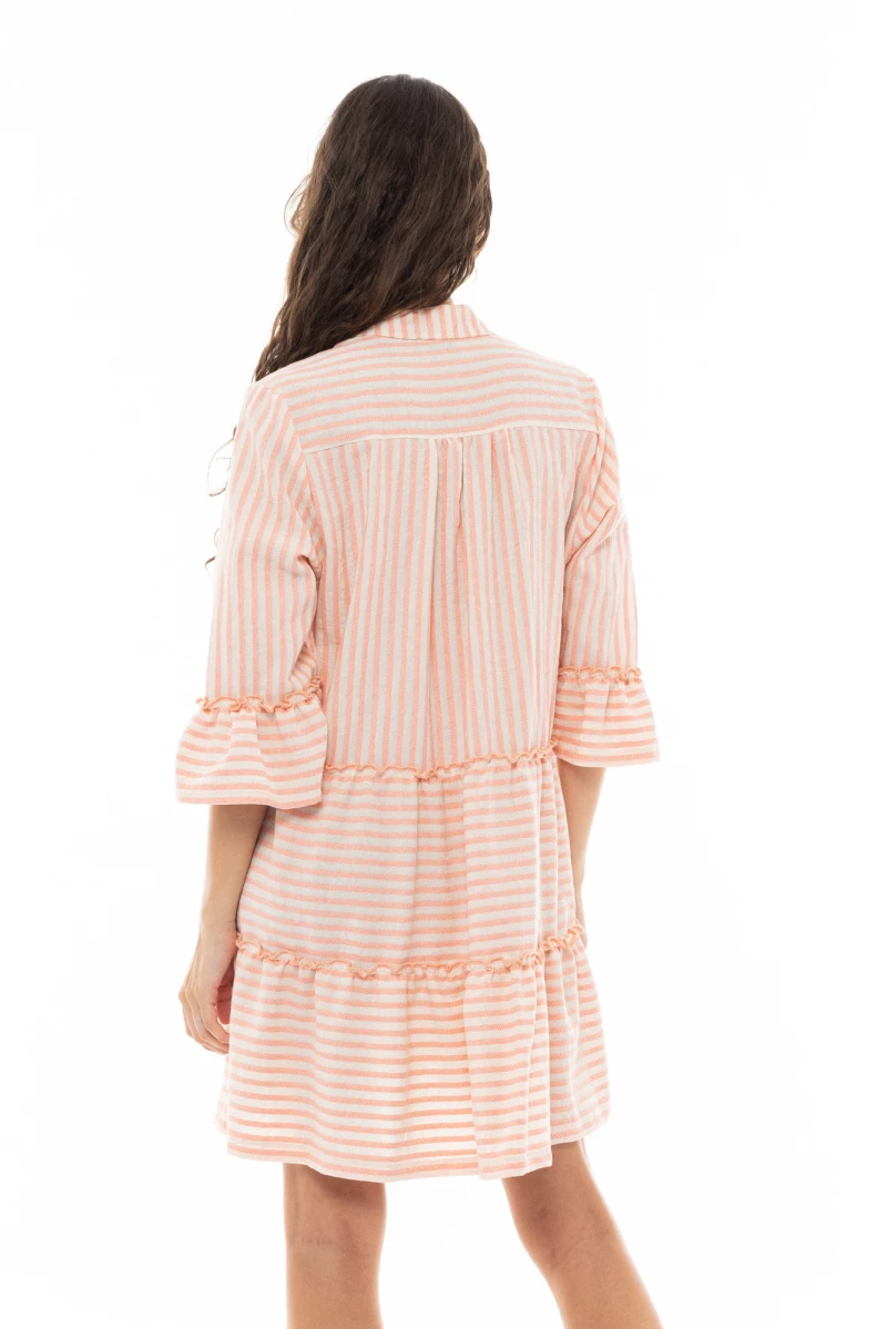 Γυναικείο Beachwear Pink Label - Κοντό καφτάνι - Orange - Βαμβακερό