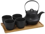 Espiel Σετ Τσαγιού 6 τεμ μαύρο ματ stoneware Ritual με σίτα σε δίσκο 600ml SPI112
