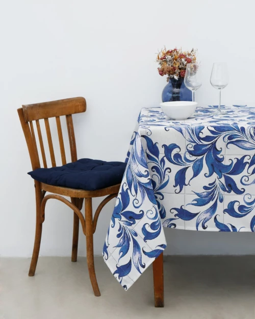 Τραπεζομάντηλο με Σχέδιο Καμπανούλες Campanula Flower 2 ατόμων Μπλε Σκούρο