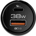 NOD E-CAR AC38 Universal φορτιστής αυτοκινήτου USB-A QC3.0 & USB-C PD3.0 38W, σε μαύρο χρώμα.