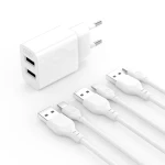 XO L109 (EU) Dual USB-A 2.4A Charger with lightning cable
