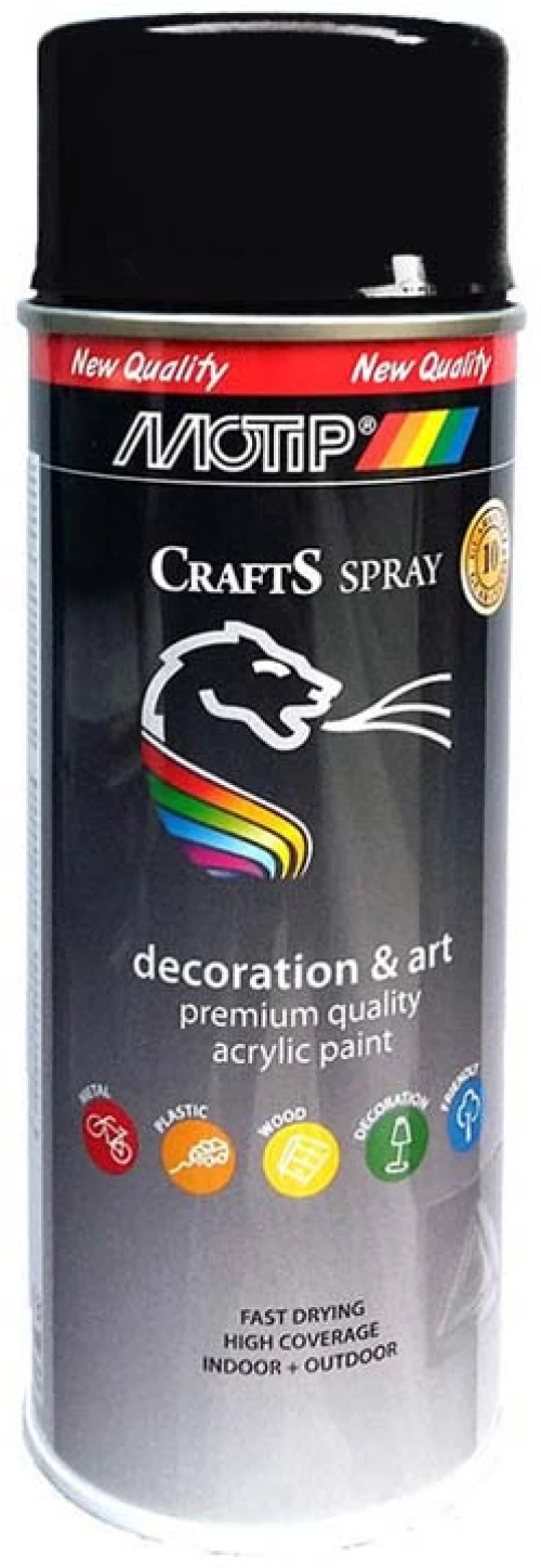 Σπρέι Βαφής Ακριλυκό Μαύρο Γυαλιστερό Motip Crafts RΑL 9005 400ml (CAR0016541)