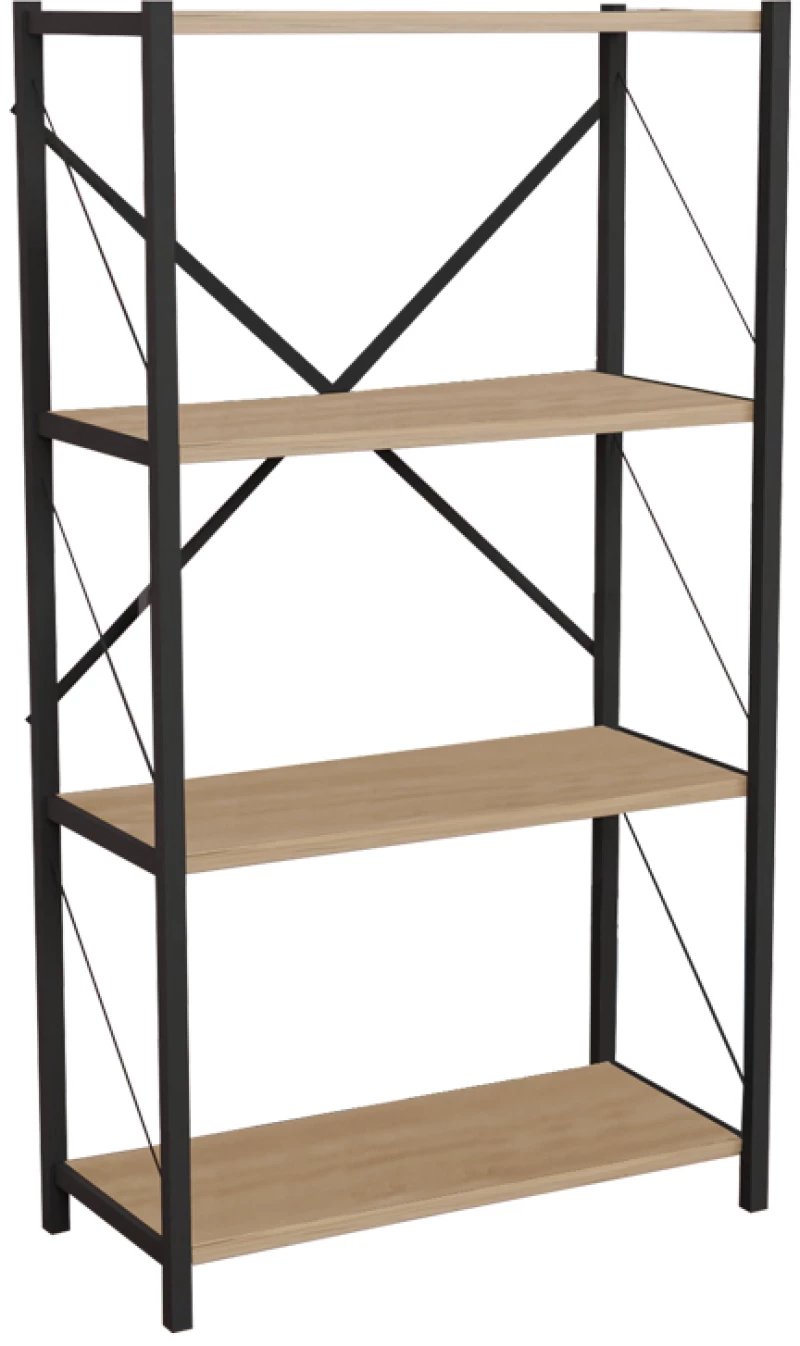 Βιβλιοθήκη Jackrey pakoworld oak-μαύρο μελαμίνης 60x30x114εκ