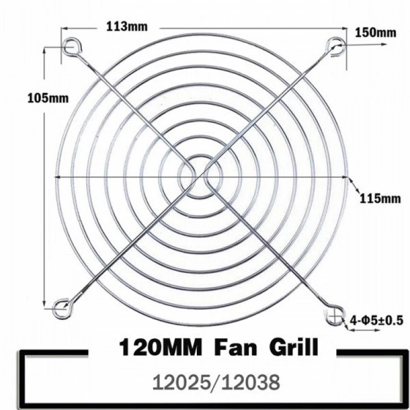 Μεταλλική Σχάρα Ανεμιστήρας 120mm (Ασημί) (OEM)