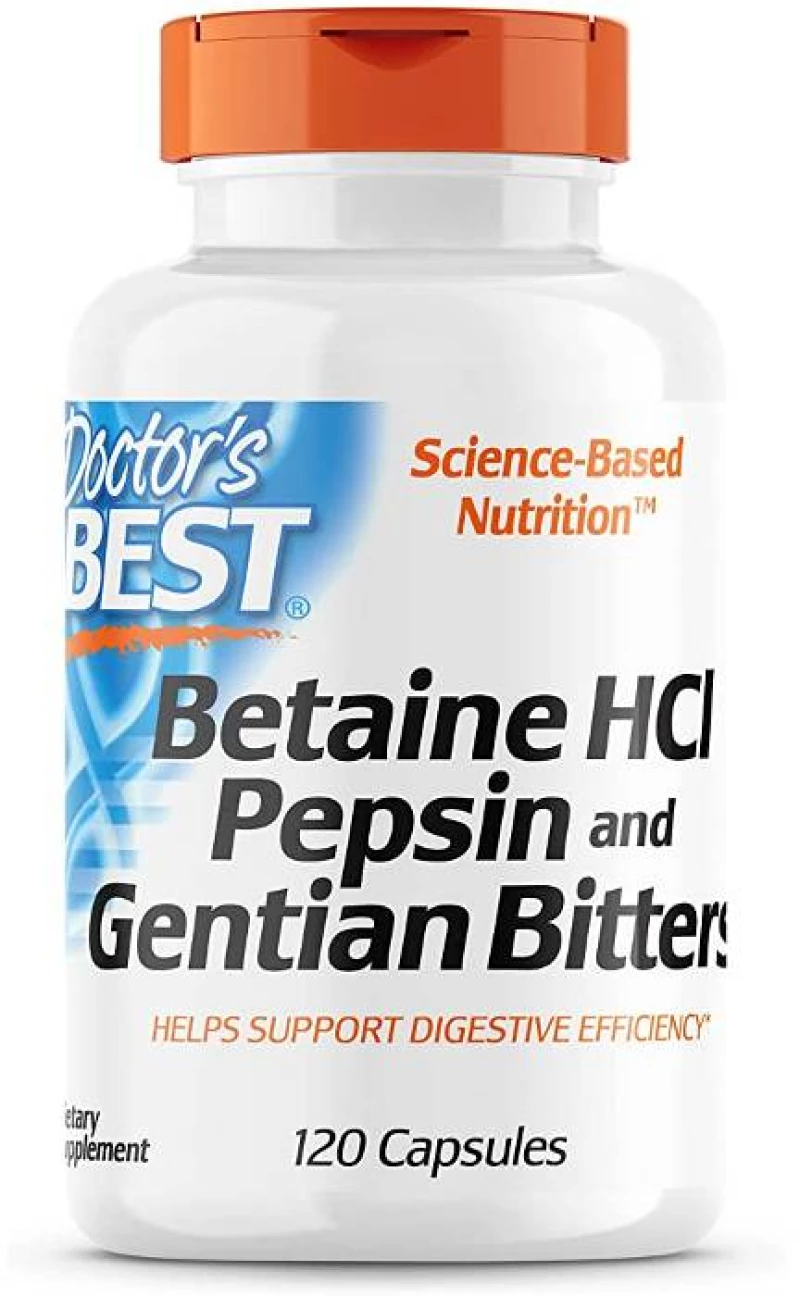 Betaine HCL Pepsin and Gentian Bitters 120 caps - Doctor's Best
