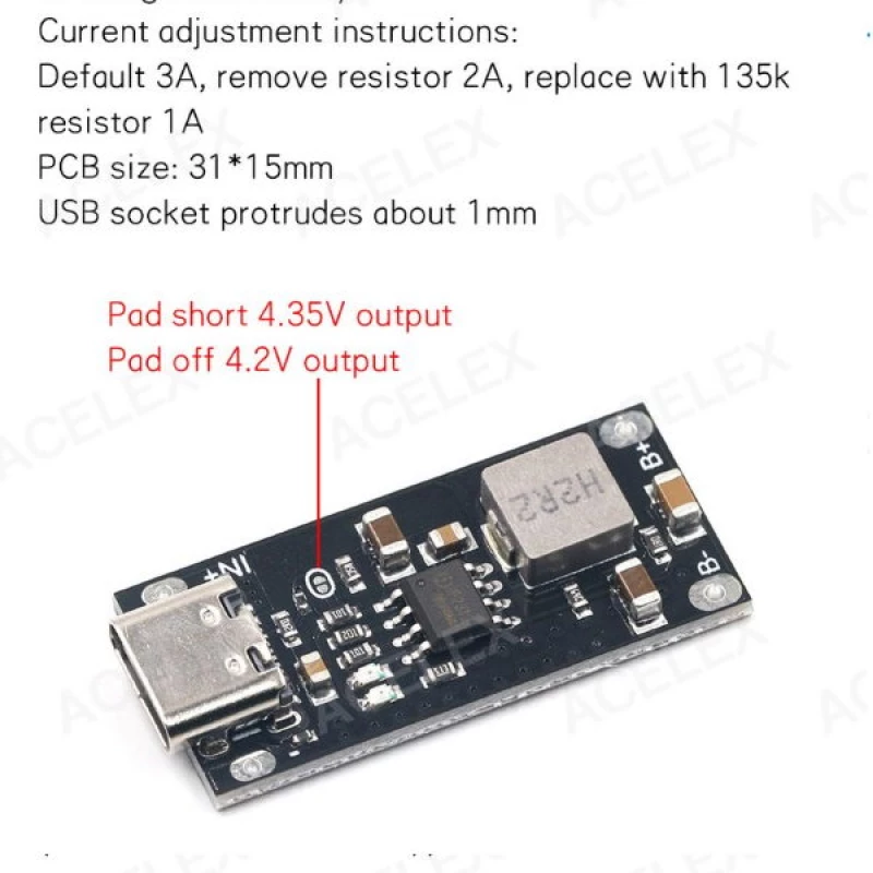 Πίνακας Γρήγορης Φόρτισης USB Type-C Είσοδος Υψηλού ρεύματος 3A Polymer Ternary Μπαταρία Λιθίου IP2312 (OEM)
