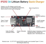 Πίνακας Γρήγορης Φόρτισης USB Type-C Είσοδος Υψηλού ρεύματος 3A Polymer Ternary Μπαταρία Λιθίου IP2312 (OEM)