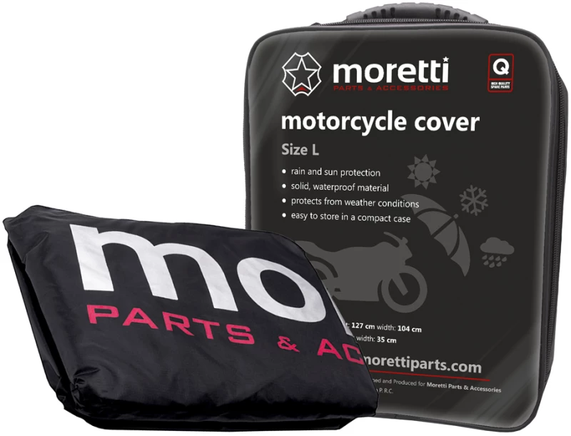 MORETTI κουκούλα μηχανής LXMA2753 με θήκη, L 246x104x127cm, μαύρη