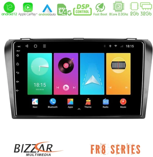 Bizzar FR8 Series Mazda 3 2004-2009 8core Android13 2+32GB Navigation Multimedia Tablet 9"
