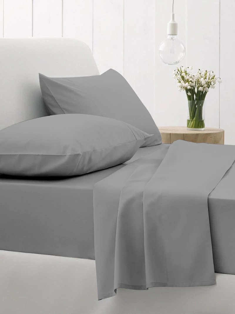 Σετ Σεντόνια Cotton Feelings 107 Dark Grey Μονό με λάστιχο(105x205 30)