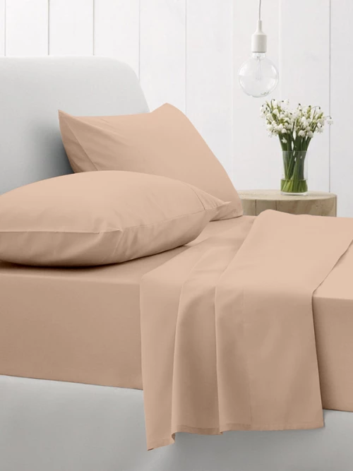 Σετ Σεντόνια Cotton Feelings 110 Beige Διπλό με λάστιχο (150x205 30)