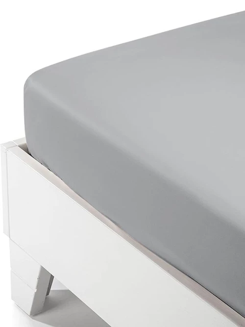 Κατωσέντονο Satin με λάστιχο Light Grey Υπέρδιπλο (180x200 35)