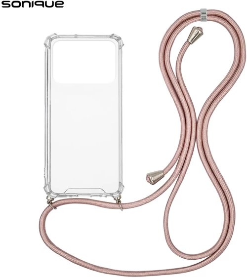 Θήκη Σιλικόνης με Κορδόνι Sonique Armor Clear Xiaomi Poco C40 Ροζ Χρυσό Σατινέ - Sonique - Ροζ Χρυσό Σατινέ - Poco C40 - Θήκες Πλάτης