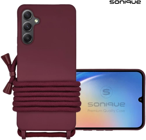 Θήκη Σιλικόνης με Κορδόνι CarryHang Sonique Samsung Galaxy A35 5G Μπορντώ - Sonique - Μπορντώ - Galaxy A35 5G - Θήκες Πλάτης