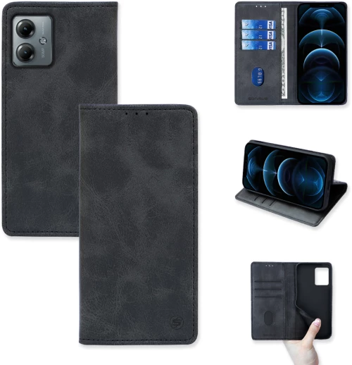 Θήκη Πορτοφόλι Vintage Magnet Wallet Sonique Motorola Moto G14 4G / Moto G54 5G Μαύρο - Sonique - Μαύρο - Moto G14 4G, Moto G54 5G - Θήκη Πορτοφόλι