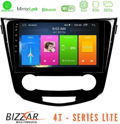 Bizzar 4T Series Nissan Qashqai J11 (Manual A/C) 4Core Android12 2+32GB Navigation Multimedia Tablet 10"