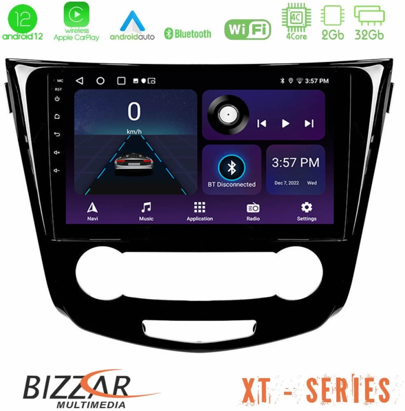 Bizzar XT Series Nissan Qashqai J11 (Manual A/C) 4Core Android12 2+32GB Navigation Multimedia Tablet 10"