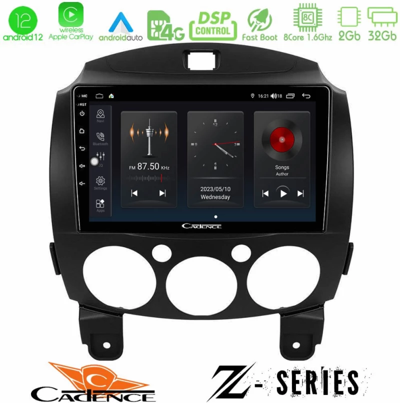 Cadence Z Series Mazda 2 2008-2014 8core Android12 2+32GB Navigation Multimedia Tablet 9"