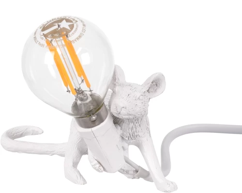 GloboStar® MOUSE 00676 Vintage Επιτραπέζιο Φωτιστικό Πορτατίφ Λαμπατέρ Μονόφωτο με Ντουί 1 x E14 AC 230V Λευκό Πλαστικό Μ13 x Π4 x Υ7cm