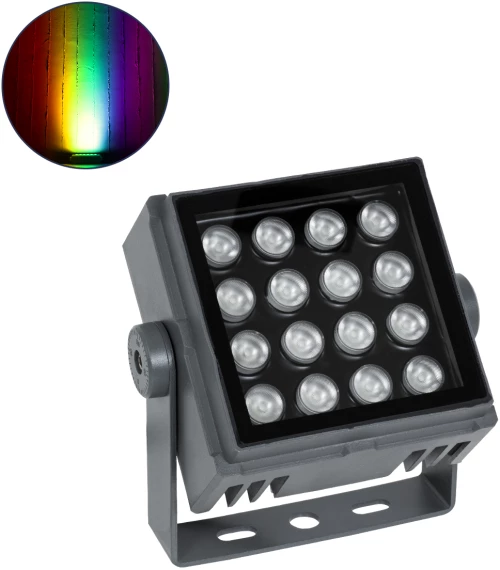GloboStar® FLOOD-TINY 90370 Προβολέας Wall Washer για Φωτισμό Κτιρίων LED 27W 2295lm 3° DC 24V Αδιάβροχο IP65 L13.8 x W16.4 x H7cm RGBW DMX512 - Γκρι Ανθρακί - 3 Years Warranty