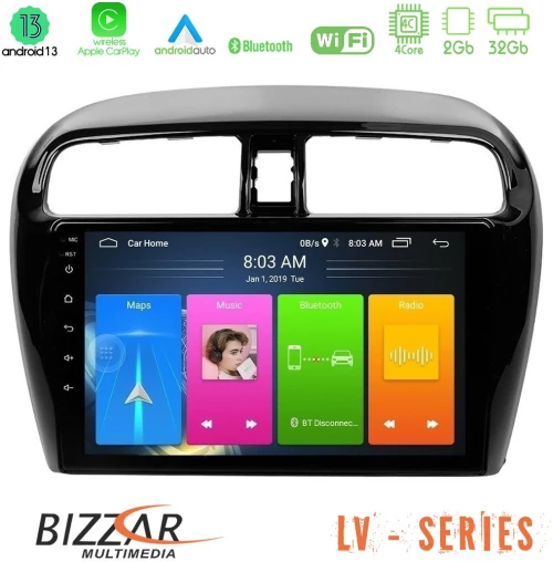 Bizzar LV Series Mitsubishi Space Star 2013-2016 4Core Android 13 2+32GB Navigation Multimedia Tablet 9"