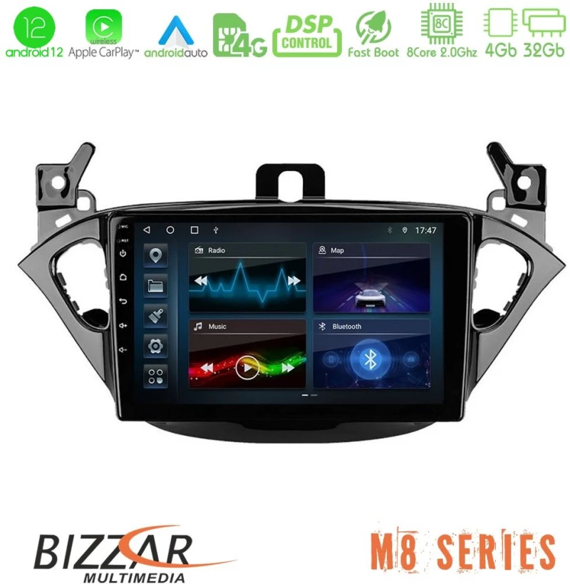 Bizzar M8 Series Opel Corsa E/Adam 8core Android13 4+32GB Navigation Multimedia Tablet 9"