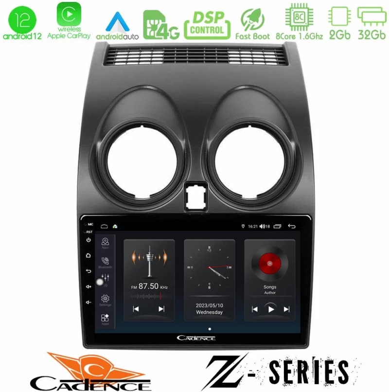 Cadence Z Series Nissan Qashqai J10 8core Android12 2+32GB Navigation Multimedia Tablet 9"