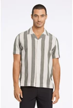 Lindbergh Striped linen-cotton shirt