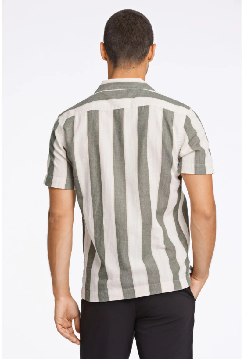 Lindbergh Striped linen-cotton shirt