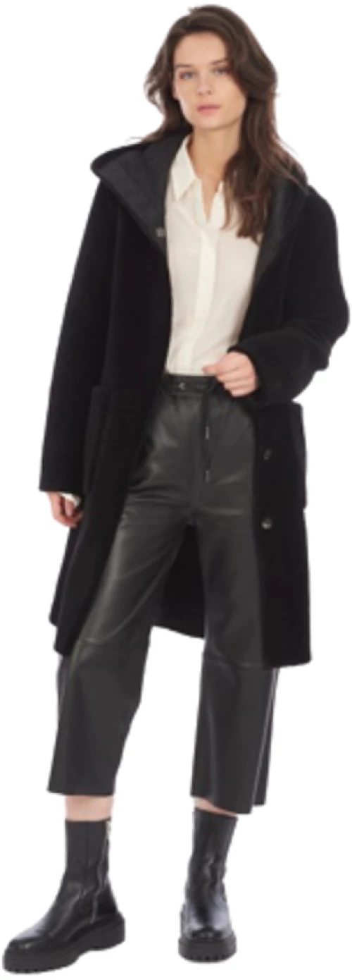 Oakwood Black Faux Shearling Reversible Coat