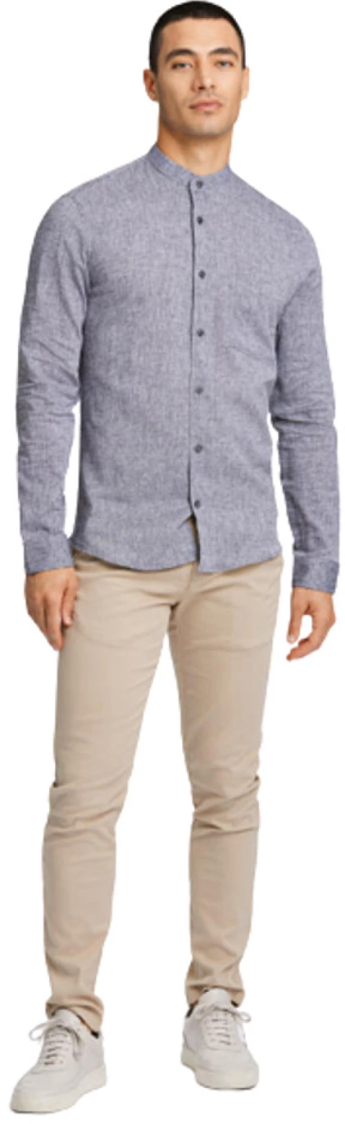 Lindbergh Men's Mandarin Linen-Shirt