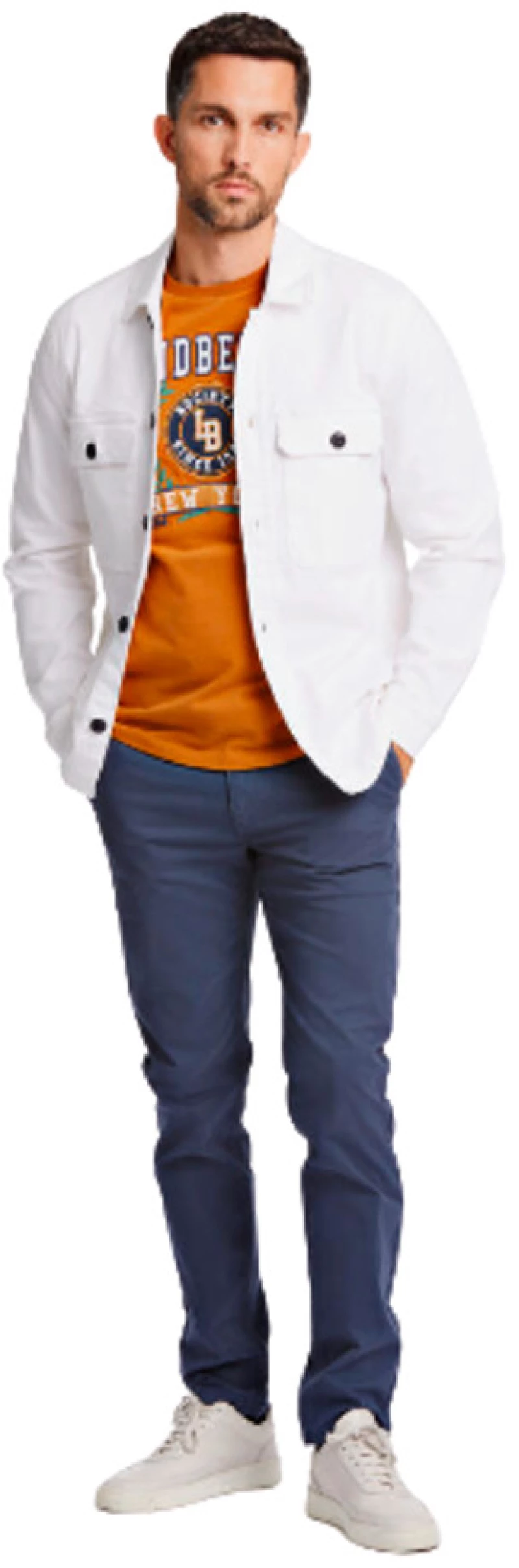 Lindbergh Men's White Denim Overshirt