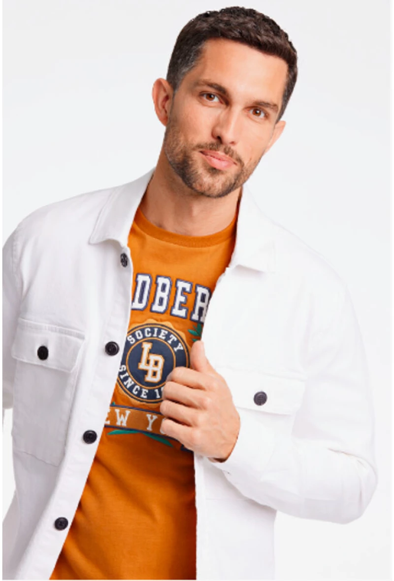 Lindbergh Men's White Denim Overshirt