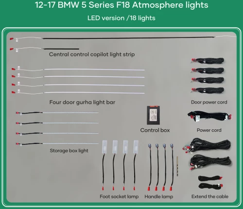 DIQ AMBIENT BMW F10 (Digital iQ Ambient Light BMW S.5 (F10-F11) mod. 2012-2017, 18 Lights, 11 Colors)