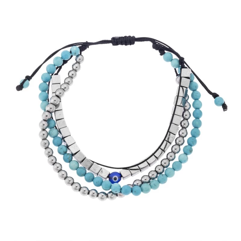 Βραχιόλι Unisex Senza Hematite και  Turquoise Stones SSD5195TQ