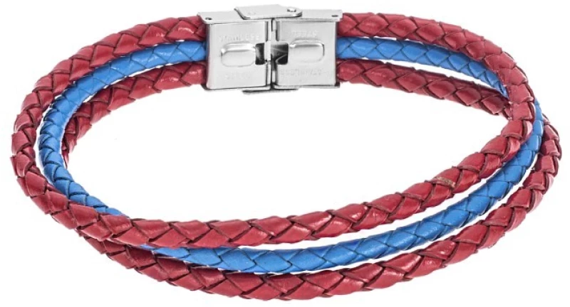 Βραχιόλι Senza Men`s Steel Red και  Blue Leather Strap SSD4998-4
