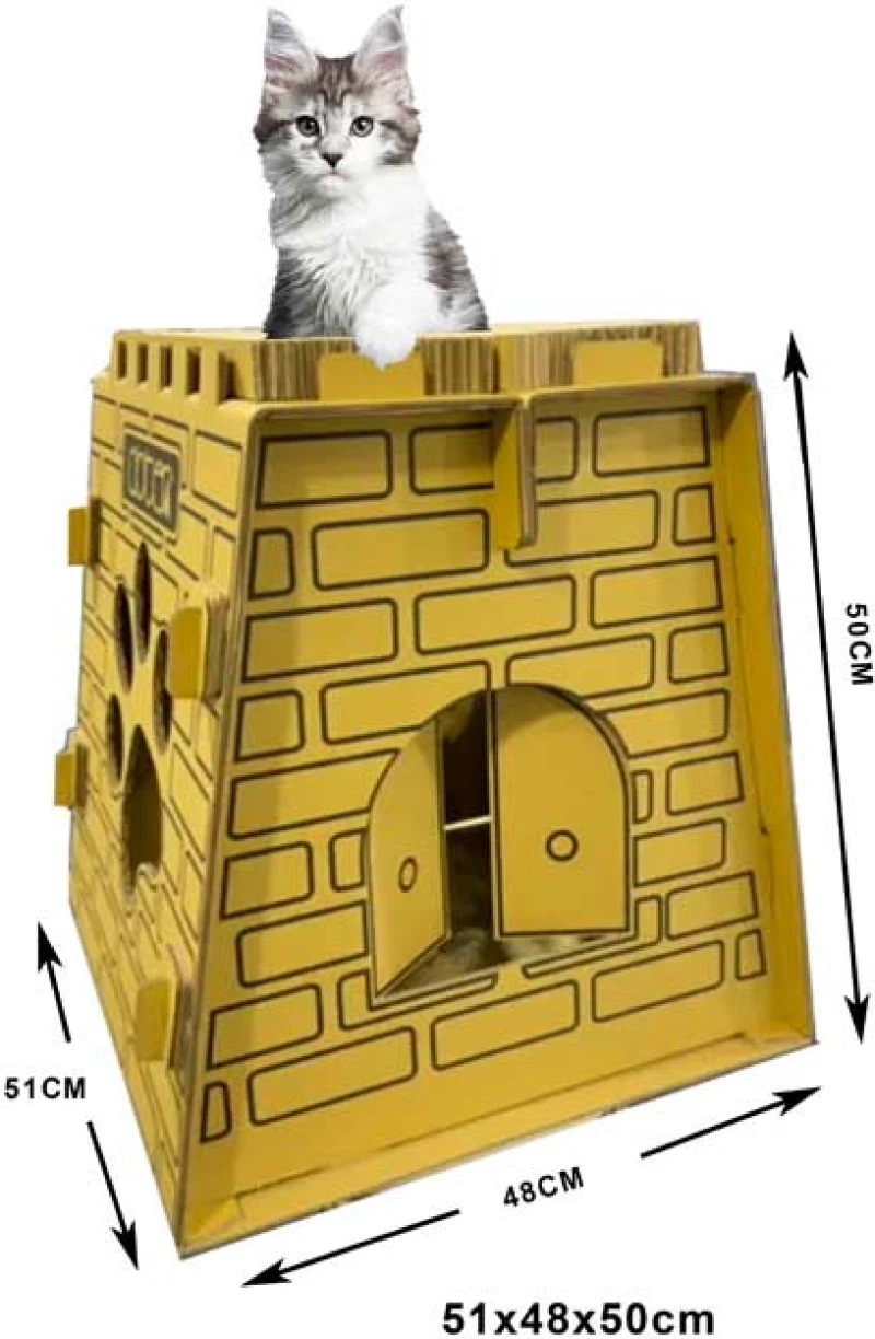 Pet Interest Cat Paper Scratcher House Yellow 51x48x50cm