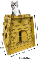 Pet Interest Cat Paper Scratcher House Yellow 51x48x50cm