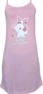 Βαμβακερό νυχτικάκι με λεπτή τιράντα Time to sleep ΡΟΖ