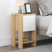 Κομοδίνο ema Megapap Χρώμα Sapphire oak - Λευκό 30x30x55εκ.