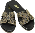 Bigshoes GA0209-06 Δερμάτινo Σανδάλι Μαύρο Χρυσό
