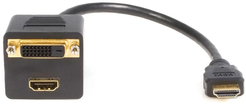 POWERTECH αντάπτορας HDMI σε HDMI & DVI CAB-H168, 4K/30Hz, 30cm, μαύρος