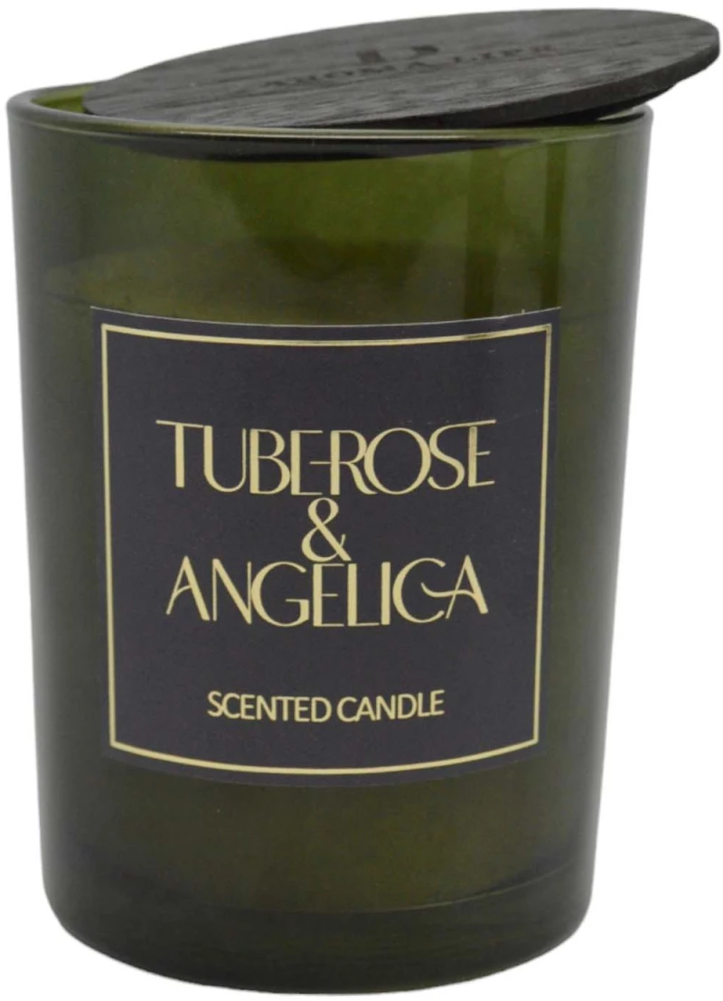 ΑΡΩΜΑΤΙΚΟ ΚΕΡΙ TUBEROSE & ANGELICA  ΣΕ ΓΥΑΛΙΝΟ ΔΟΧΕΙΟ ΜΕ ΚΑΠΑΚΙ 8x8x10,5εκ. ANKOR