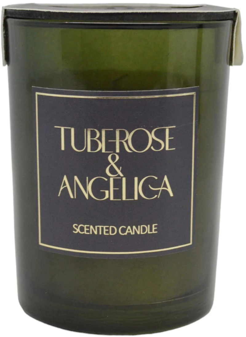 ΑΡΩΜΑΤΙΚΟ ΚΕΡΙ TUBEROSE & ANGELICA  ΣΕ ΓΥΑΛΙΝΟ ΔΟΧΕΙΟ ΜΕ ΚΑΠΑΚΙ 8x8x10,5εκ. ANKOR