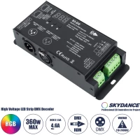 GloboStar® 73144 S3-DX SKYDANCE AC DMX512 High Voltage LED Strip Decoder 3 Καναλιών AC 110-240V 3 x 1.5A 360W - Max 4.6A 360W - IP20 Π16.5 x Π7 x Υ3.7cm -
