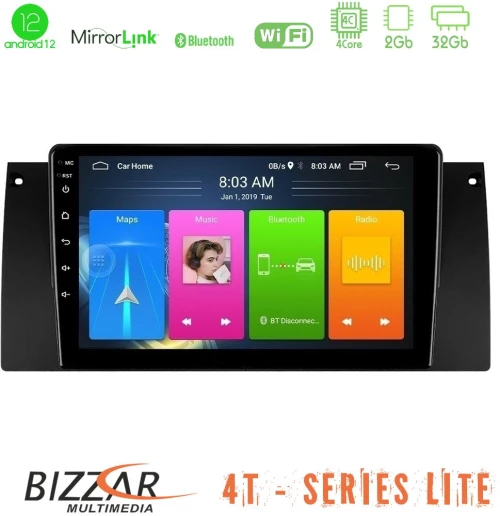 Bizzar 4T Series BMW 5 Series (E39) / X5 (E53) 4Core Android12 2+32GB Navigation Multimedia Tablet 9"