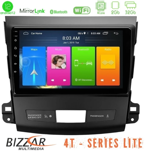 Bizzar 4T Series Mitsubishi Outlander/Citroen C-Crosser/Peugeot 4007 4Core Android12 2+32GB Navigation Multimedia Tablet 9"